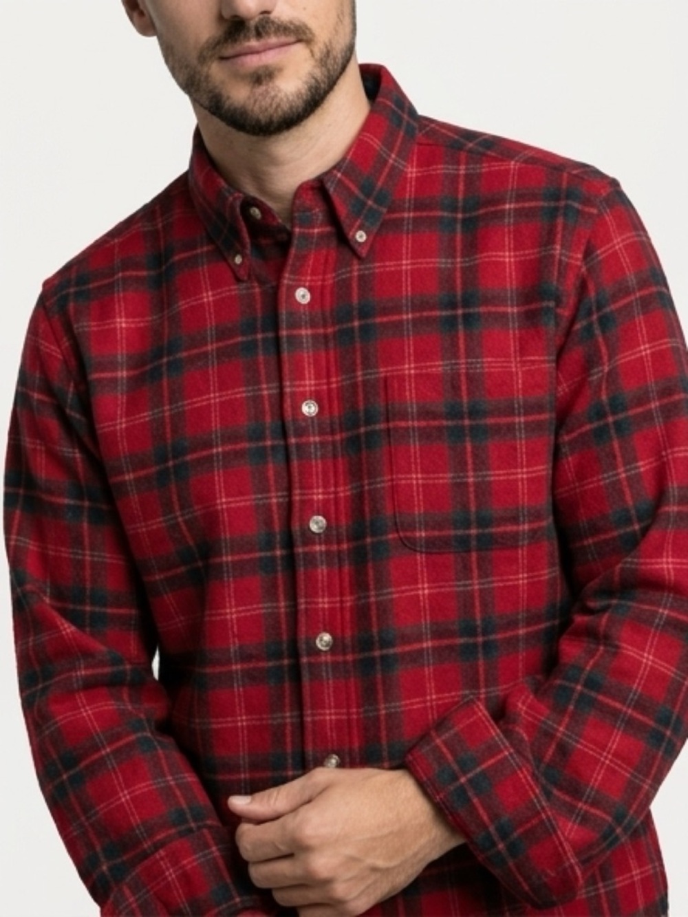 Pendleton Red and Navy Plaid Button-Down Shirt